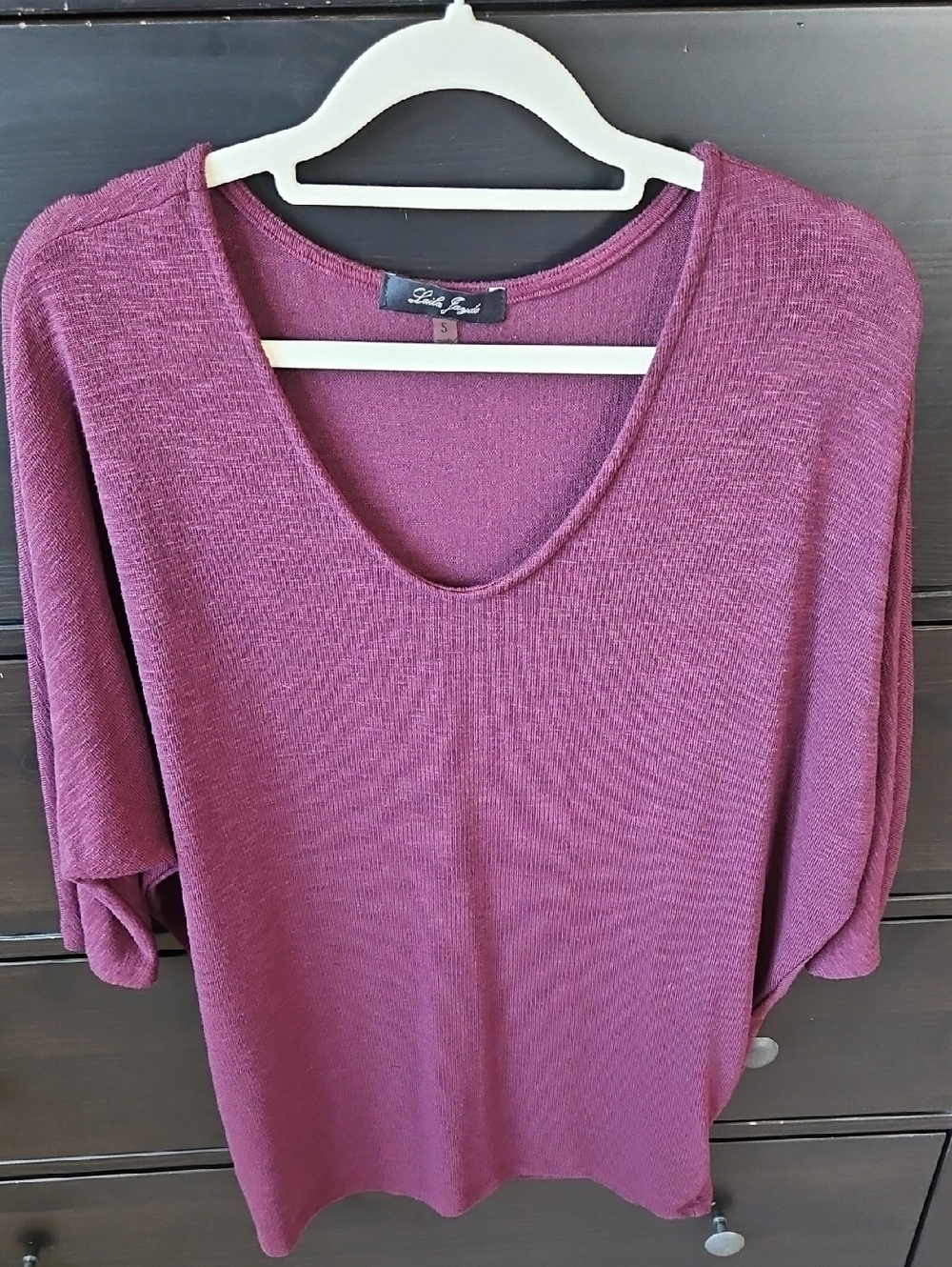 Laila Jayde Plum Scoop Neck Dolman Style Short Sleeve Tee